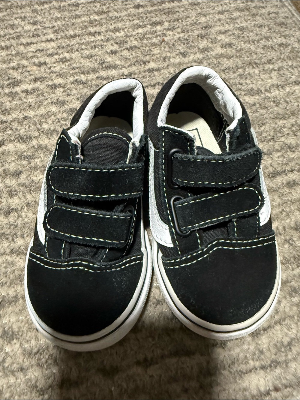 Vans Kids Black & White Velcro Skate Sneakers